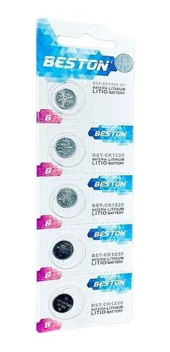 Pila Botón CR1220 Litio 3V Paquete X5