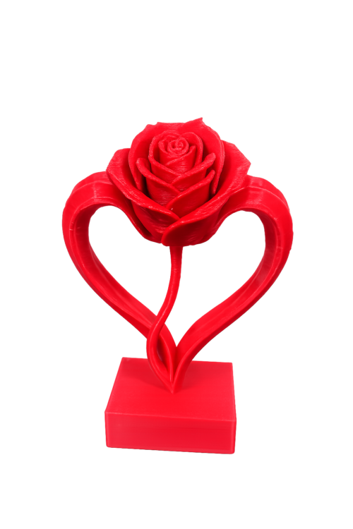 EsculturaCorazonRosa Escultura Corazón con Rosa 10 cm PLA Rojo